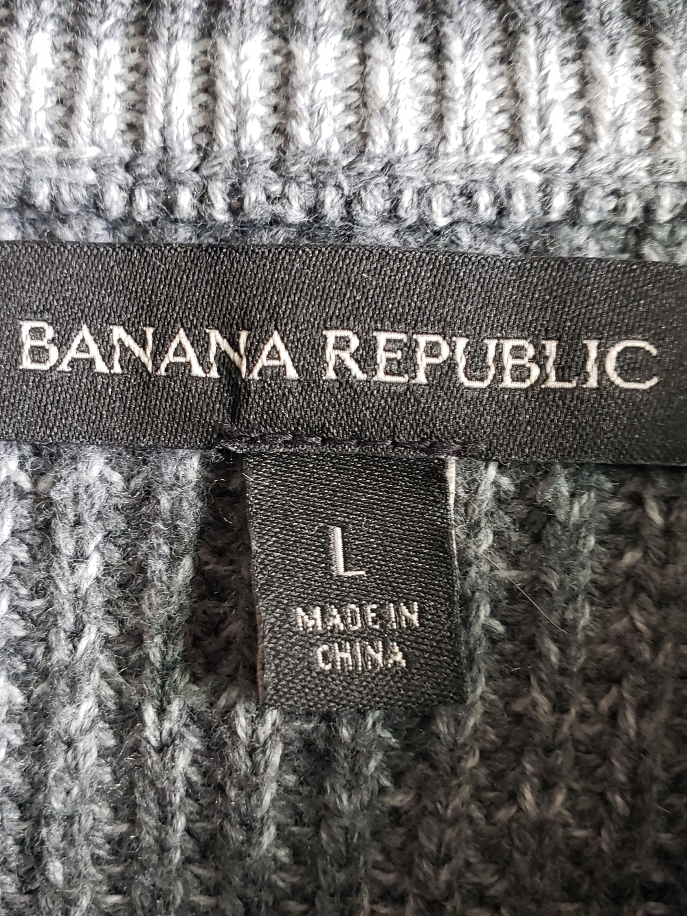 Banana Republic Gray Ribbed Zip-Button Mock Neck Sweater - Picture 3 of 5